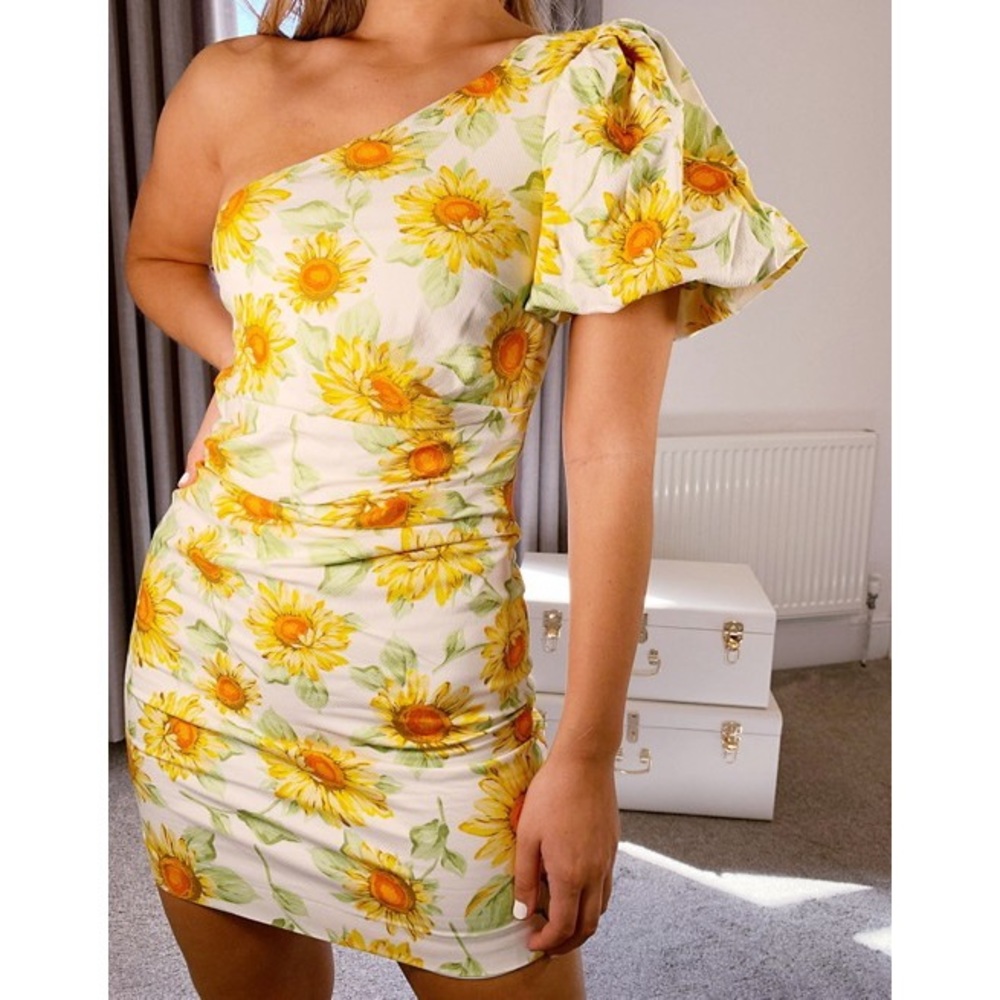 Bec & Bridge francine one shoulder print dress